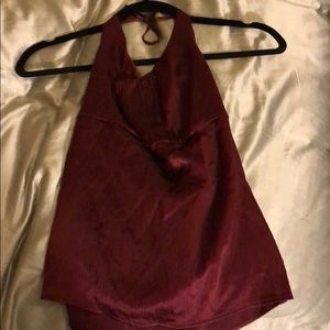 Maroon satin halter top